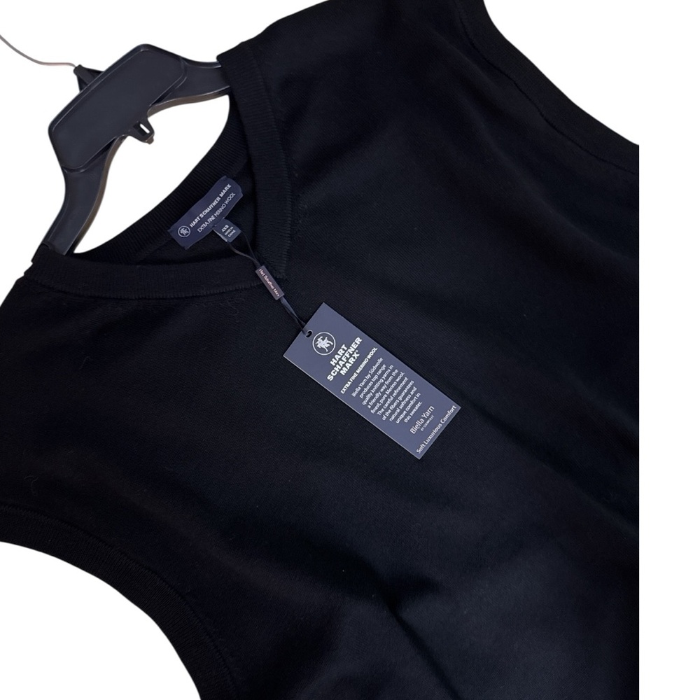 NWT Hart Schaffner Marx 4XB 4X  Black Merino Wool Sweater Vest